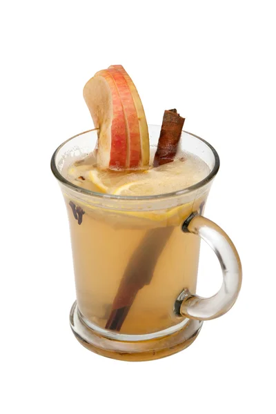 Mulled wine with slice of apple and spices — Stock Photo, Image