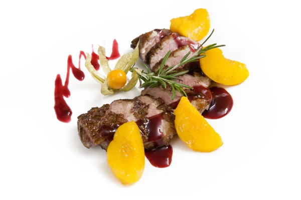 Lamb with fruit and berry sauce — Stock Photo, Image