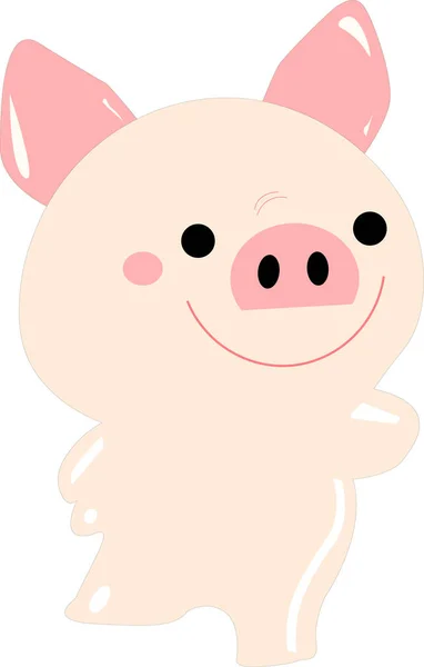 Smiling Merry Pink Piggy Staying One Foot — Stock Vector