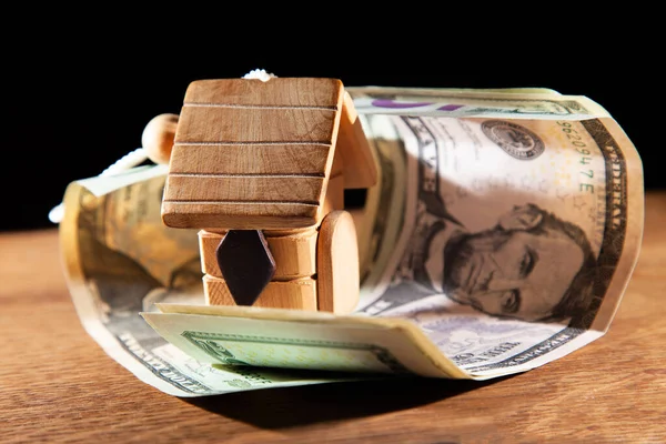 Modelo Casa Dólares Enfoque Selectivo Finanzas Concepto Compra Alquiler Una —  Fotos de Stock
