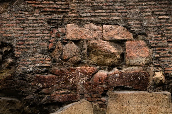 Παλιός Τοίχος Από Τούβλα Αρχαίου Ναού — Φωτογραφία Αρχείου