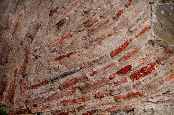 Παλιός Τοίχος Από Τούβλα Αρχαίου Ναού — Φωτογραφία Αρχείου