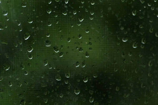 Background Texture Raindrops Glass Emerald Color — Stock Photo, Image