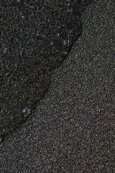 Sable Magnétique Volcanique Noir Sur Rivage Texture Fond Plage Avec — Photo