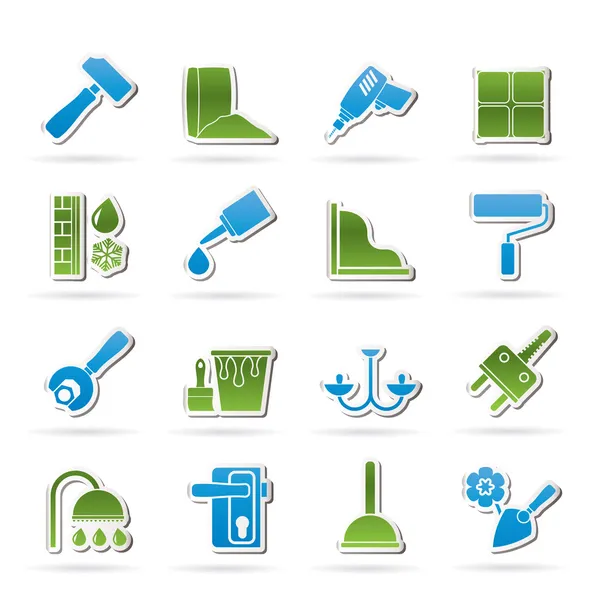 Construction and building equipment Icons — Stock Vector