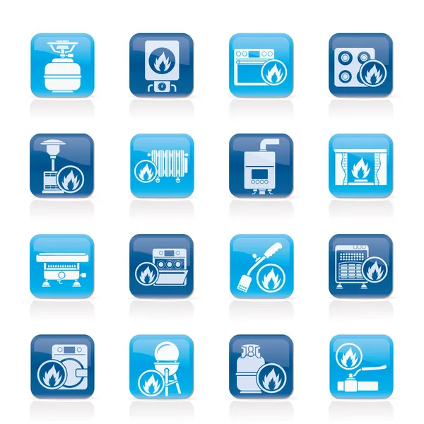 Huishoudelijke gas apparaten pictogrammen — Stockvector