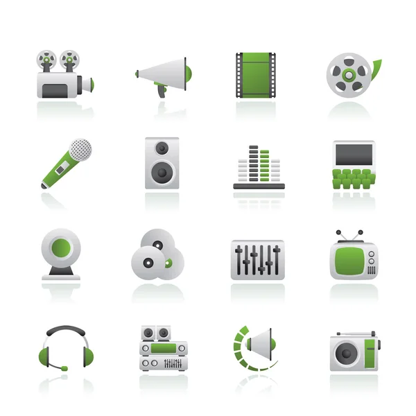 Iconos de audio y vídeo — Vector de stock