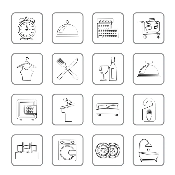 Hotel y Motel Iconos — Vector de stock