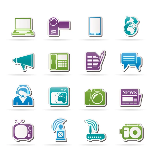 Iconos de comunicación y tecnología — Vector de stock