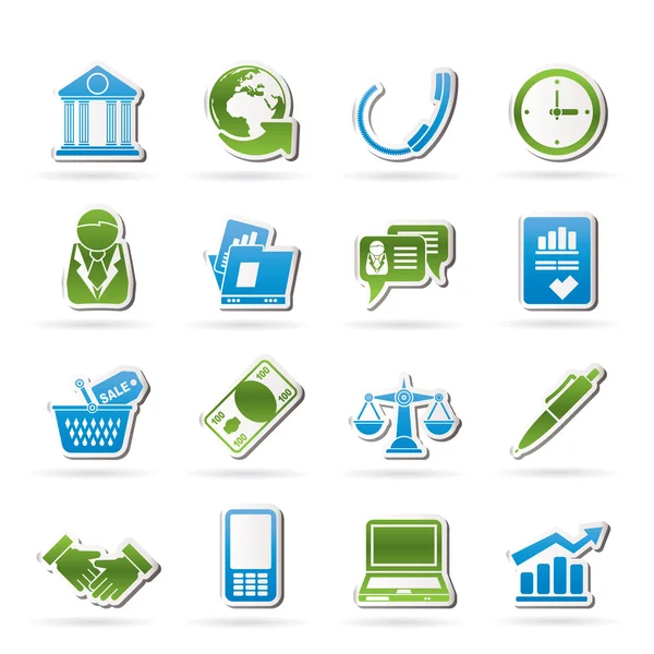 Business and office objects icons — Stock Vector