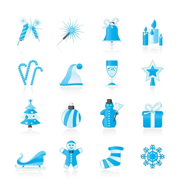 Navidad e iconos de año nuevo — Vector de stock