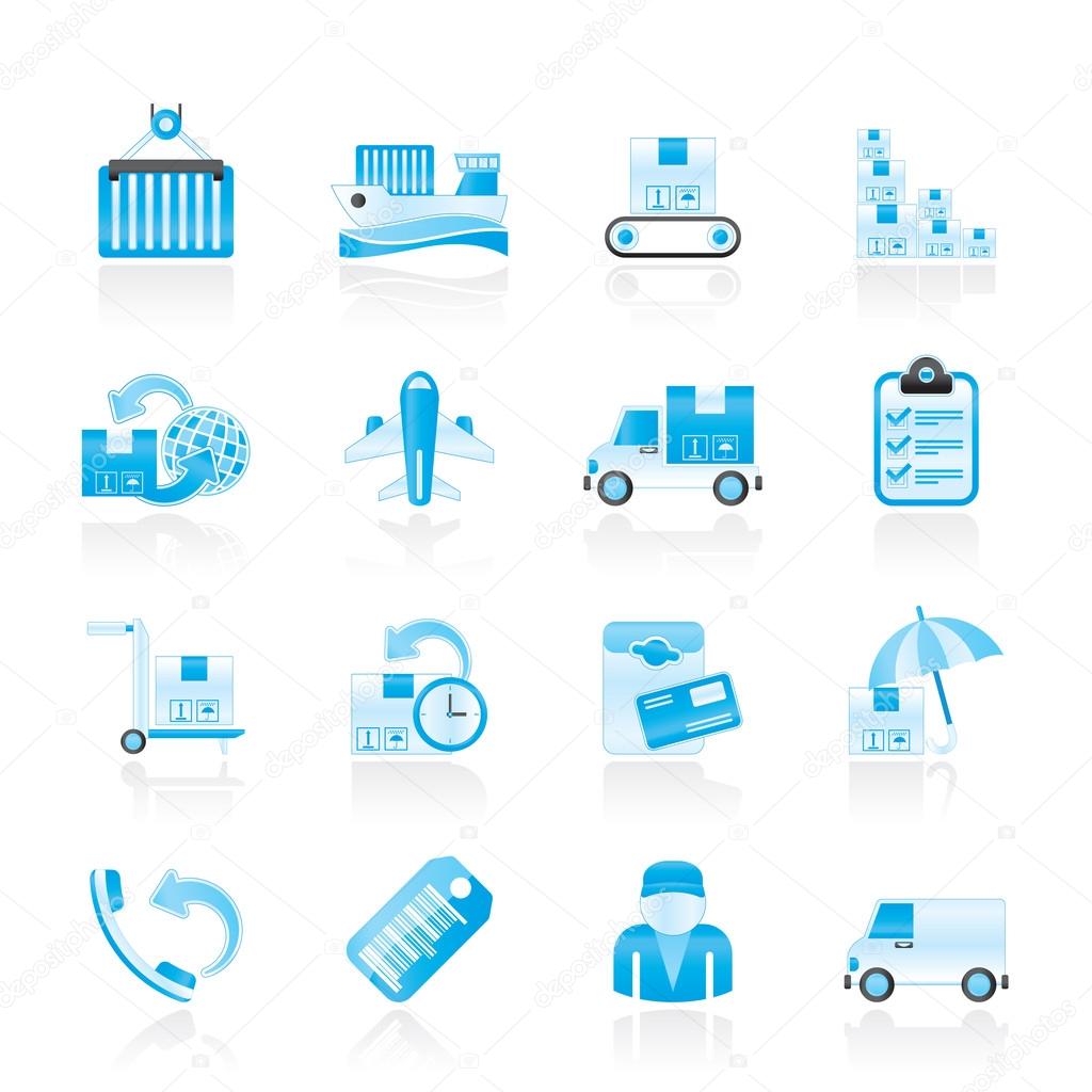 Cargo, shipping and delivery icons