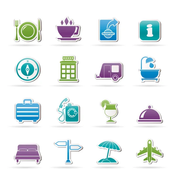 Iconos de viajes y vacaciones — Vector de stock