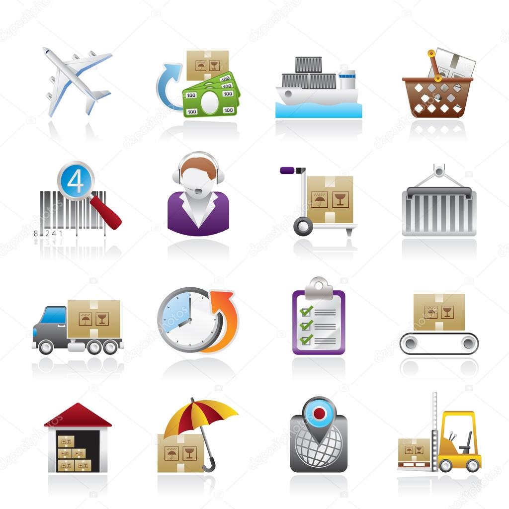 Cargo, logistic and shipping icons