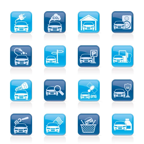 Iconos de servicios de coche y carretera — Vector de stock