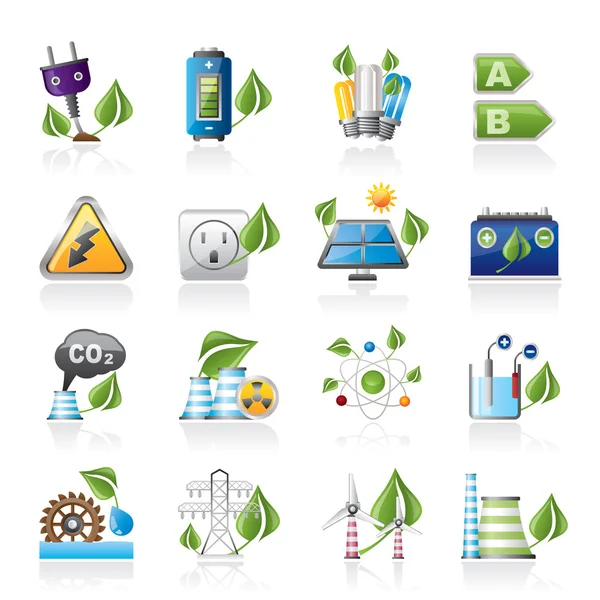 Groene energie en milieu pictogrammen — Stockvector