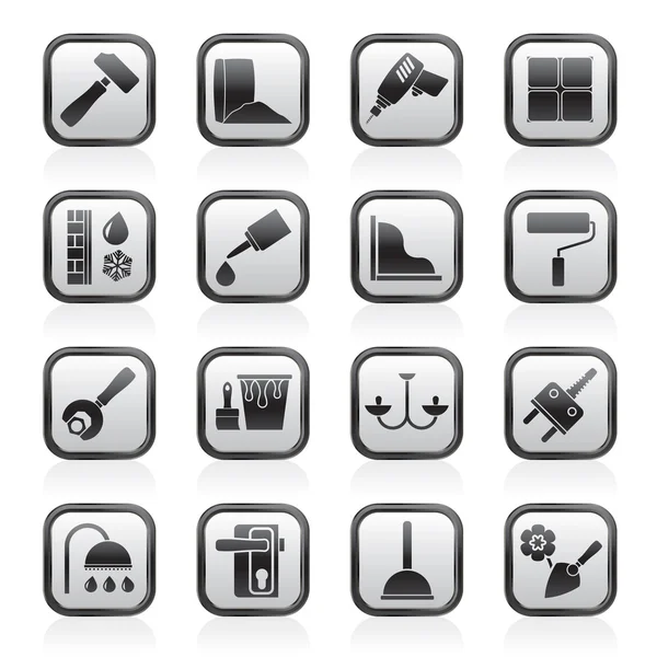 Construction and building equipment Icons — Stock Vector