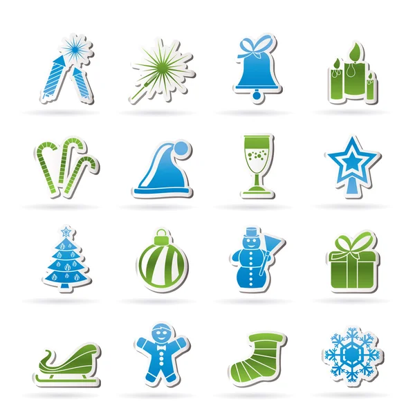 Navidad e iconos de año nuevo — Vector de stock