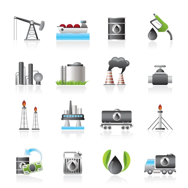 Iconos de la industria petrolera — Vector de stock