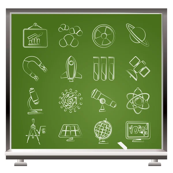 Scienza, ricerca e istruzione Icone — Vettoriale Stock