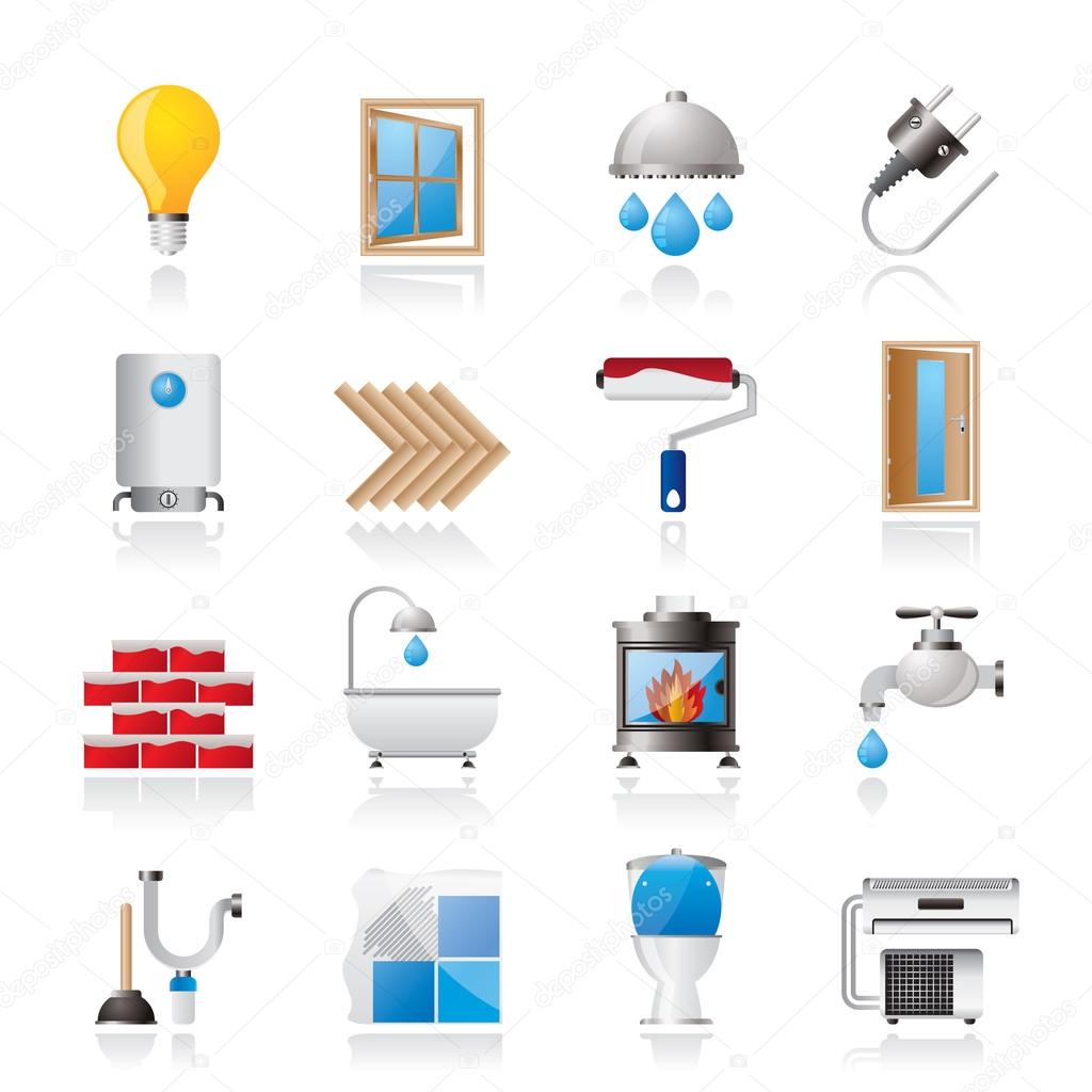 Download Construction and home renovation icons — Stock Vector ...
