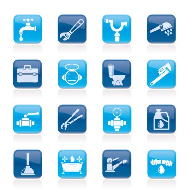 plumbing objects and tools icons clipart
