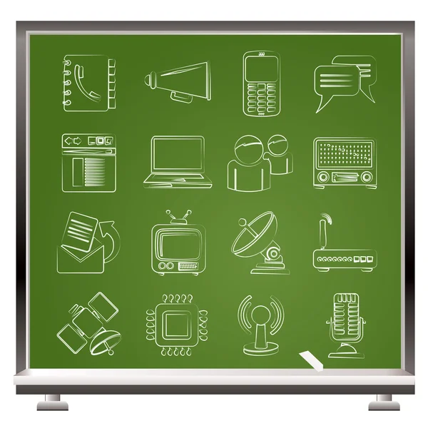 Icônes de communication, connexion et technologie — Image vectorielle