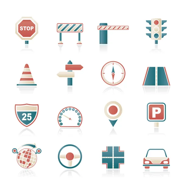 Road and Traffic Icons — Stock Vector