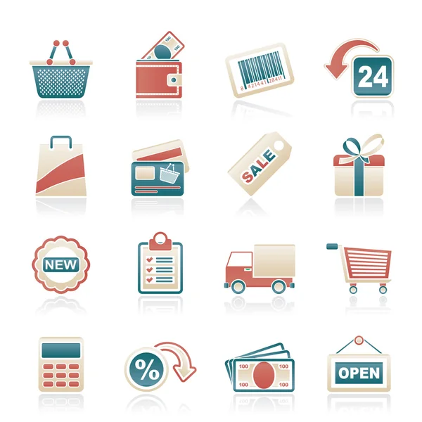 Zakupy i sprzedaż detaliczna ikony — Wektor stockowy