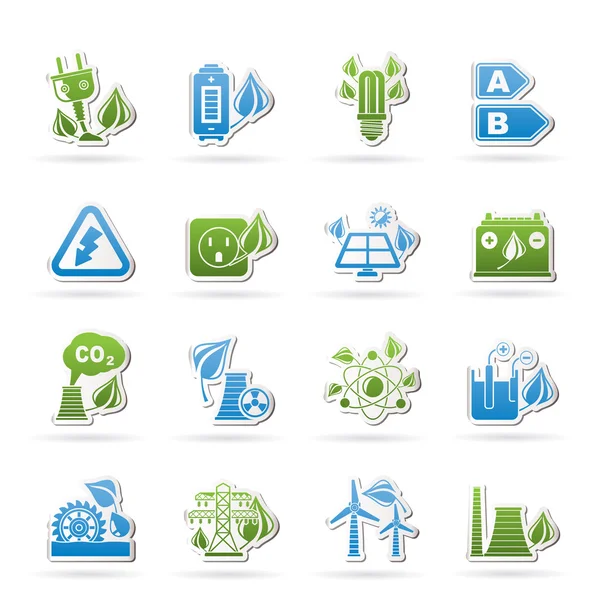 Groene energie en milieu pictogrammen — Stockvector