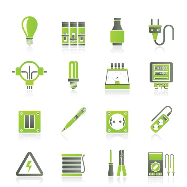Dispositivos eléctricos e iconos del equipo — Vector de stock