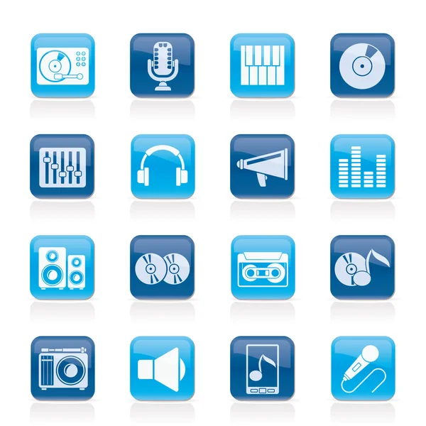 Music and audio equipment icons — Stock Vector