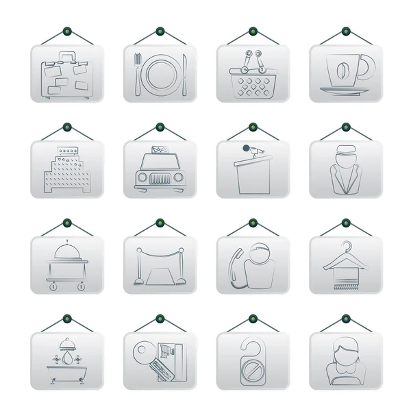Hotel and motel services icons — Stock Vector