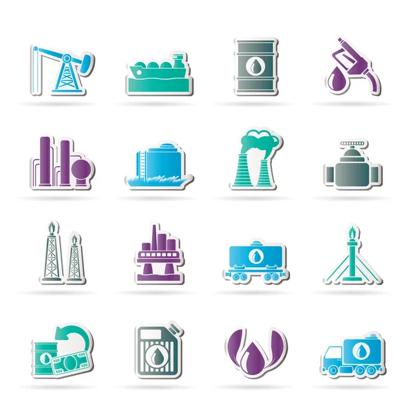 Benzine en olie-industrie pictogrammen — Stockvector