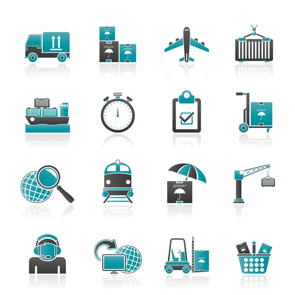 Cargo, shipping and logistic icons Stock Illustration