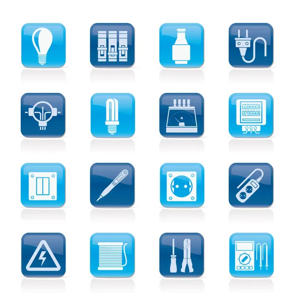 Electrical devices and equipment icons — Stock Vector