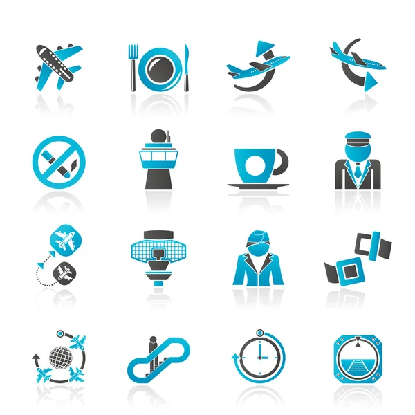 Aircraft, airport and Plane Icons — Stock Vector