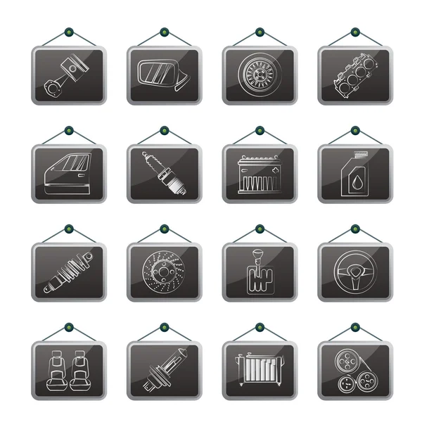 Detailed car parts icons — Stock Vector