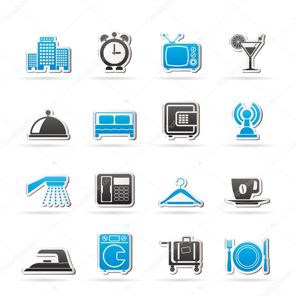 Hotel, motel and travel icons