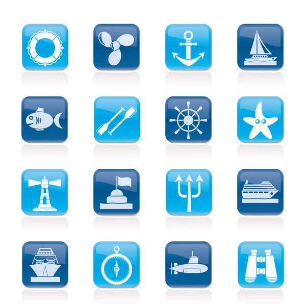 Marine and sea icons — Stock Vector