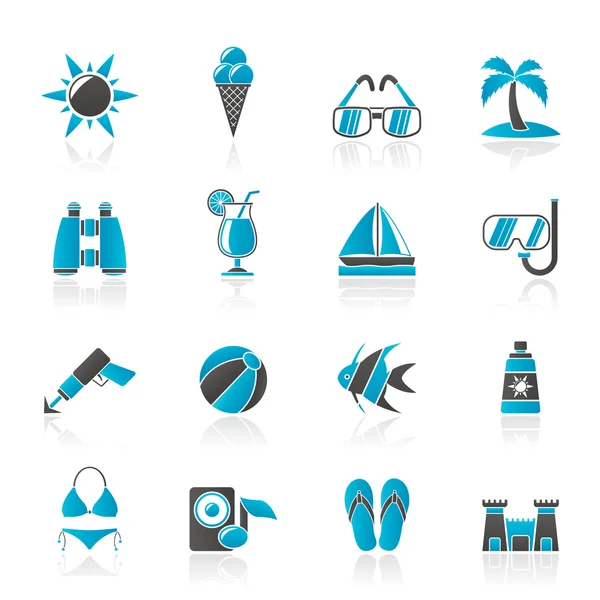 Tropico, Spiagge e icone estive — Vettoriale Stock