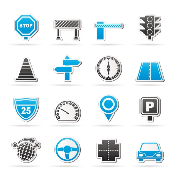 Icone stradali e stradali — Vettoriale Stock