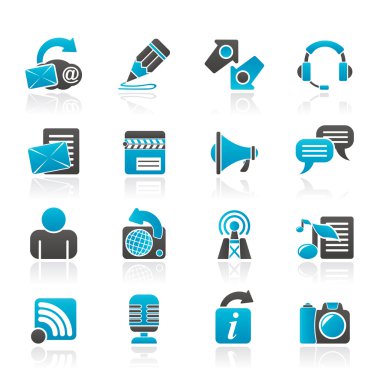 blogging, iletişim ve sosyal ağ simgeleri