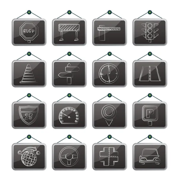 Road and Traffic Icons — Stock Vector