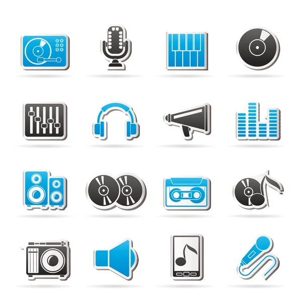 Music and audio equipment icons — Stock Vector