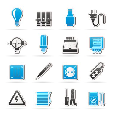 Elektrikli cihazları ve donanımları simgeler