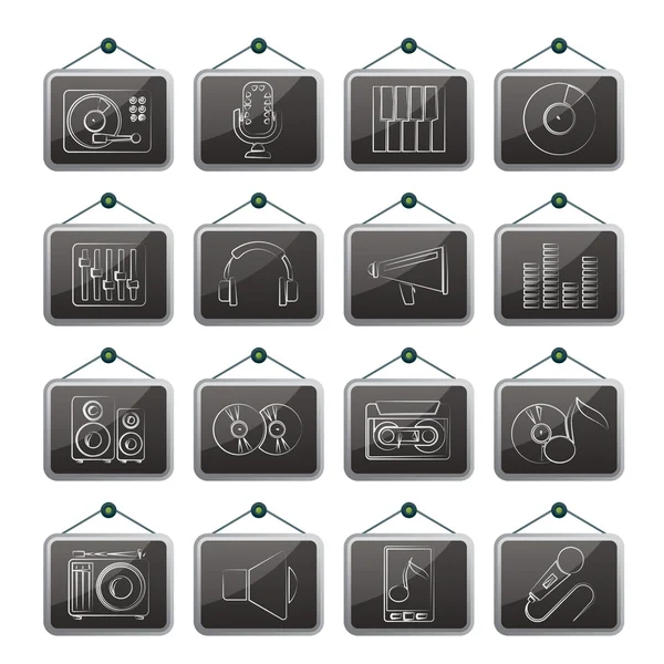 Music and audio equipment icons — Stock Vector