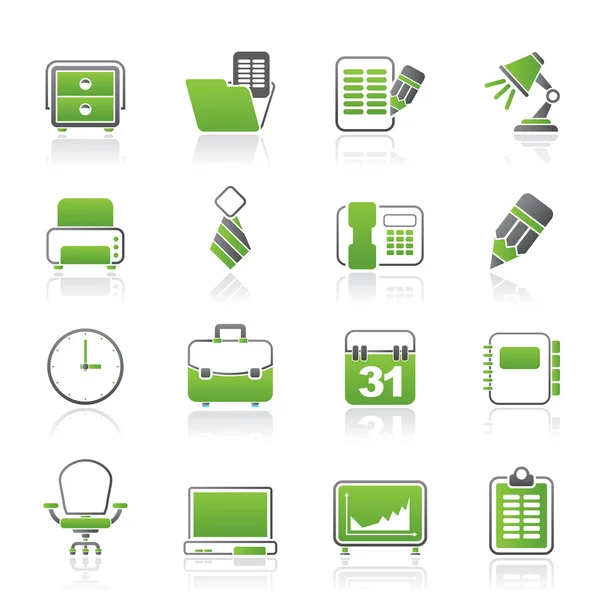 Iconos de equipo de oficina y negocios — Vector de stock