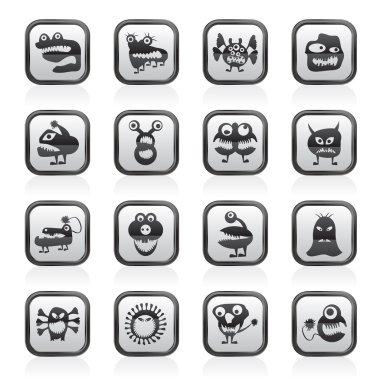 çeşitli soyut canavarlar illüstrasyon - vektör Icon set