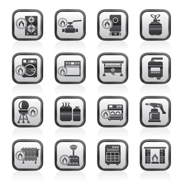 Iconos de electrodomésticos de gas — Archivo Imágenes Vectoriales